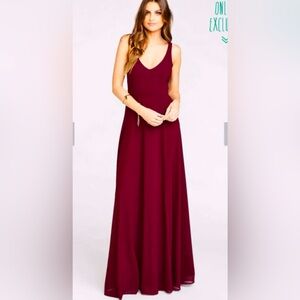 Show Me Your Mumu Jenn Maxi Dress in Merlot Chiffon